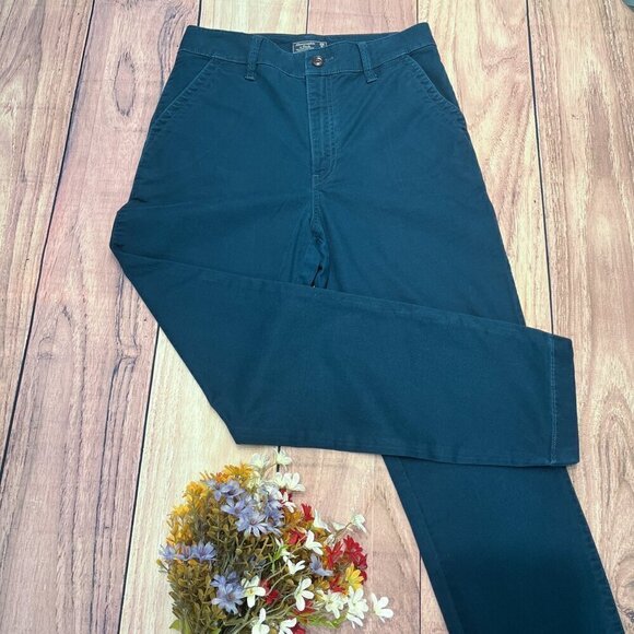 Abercrombie and Fitch Navy Blue Cotton Stretch Straight Leg Pants, Size: 28/6R - Picture 1 of 8